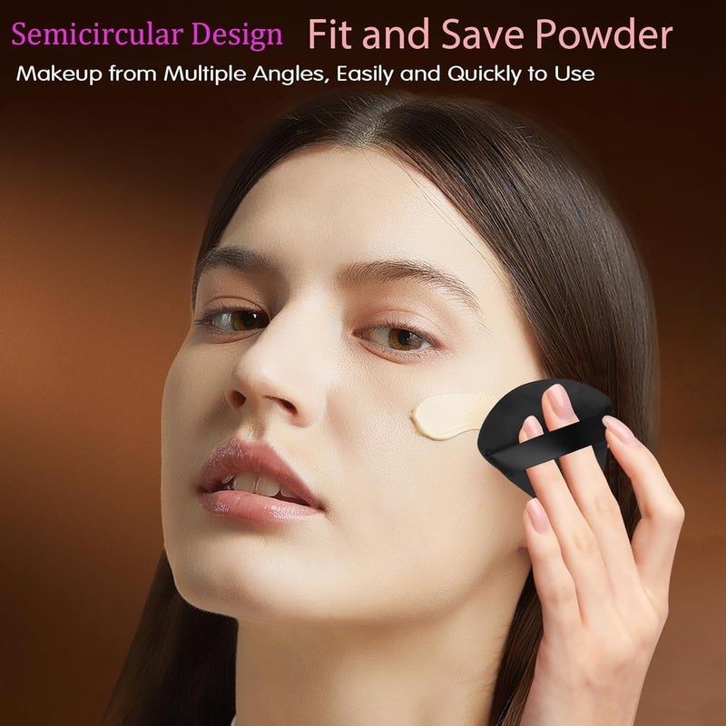 JOLY Triangle Powder Puff Face Makeup Sponge Beauty Blender Stocking Stuffers Puffs for Women apply Loose Powder and Foundation (6Pcs_Black+6Pcs_Beige) - Image 4